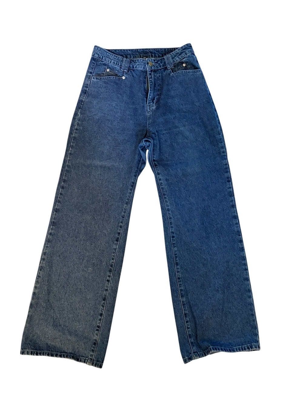 Cider Wide-Leg High Rise Jeans in Dark Blue Denim (#1)